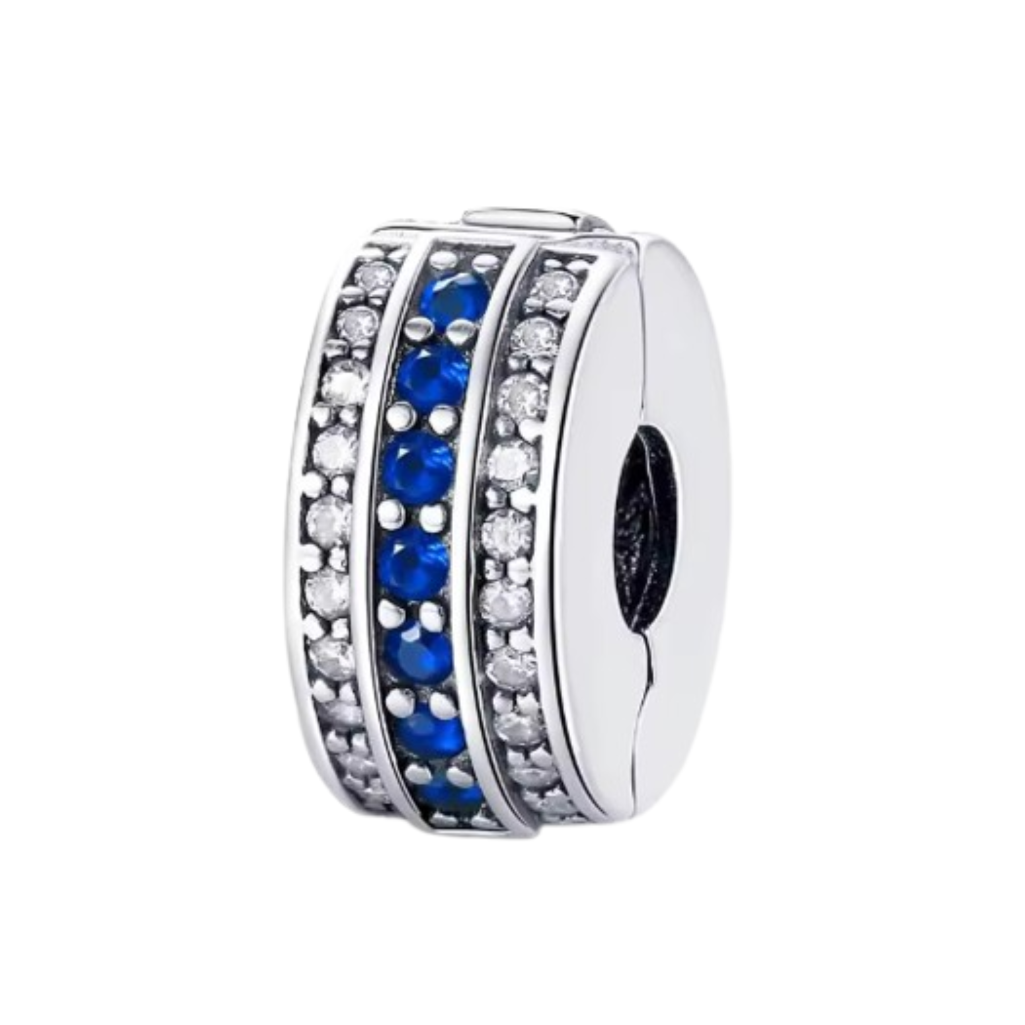 Charm Clips piedras blancas y azules