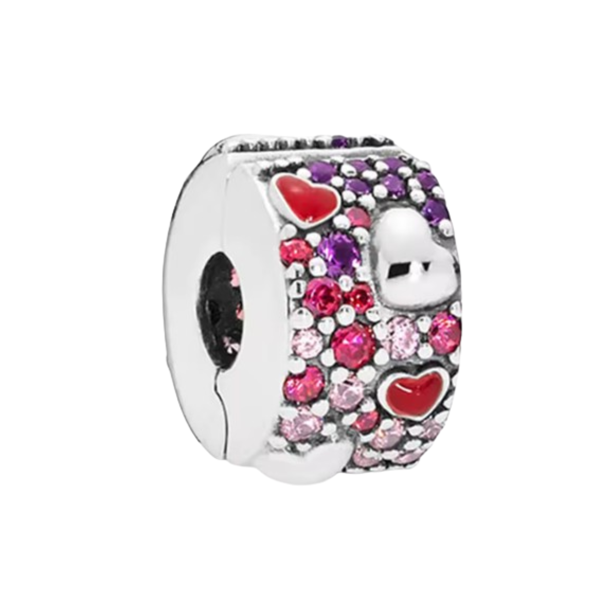 Charm Clips corazon rojo piedras colores