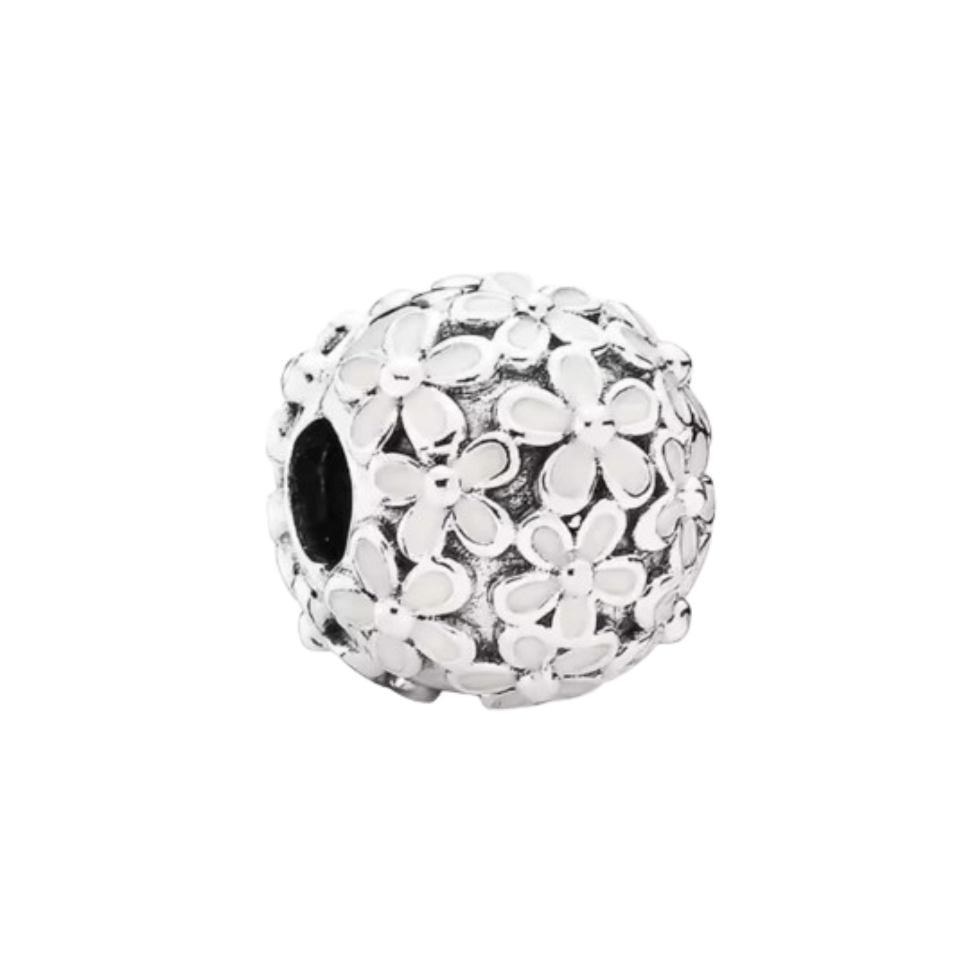 Charm Clip Flores blancas