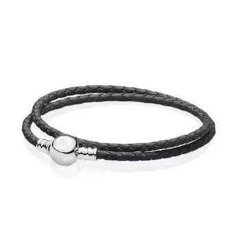 Brazalete cuero negro bola