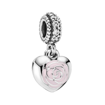 Charm Corazon plata con rosa