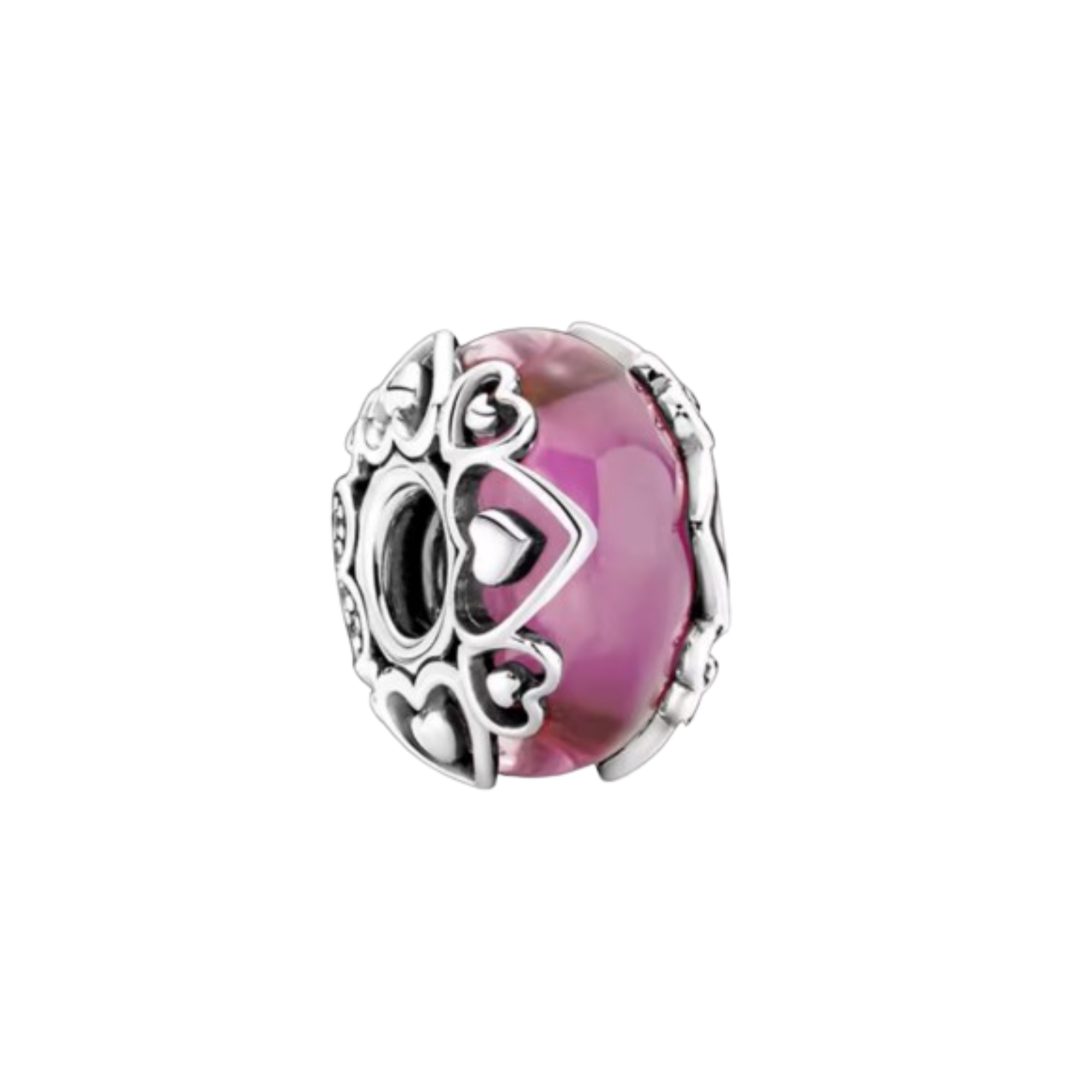 Charm Murano rosa con corazones
