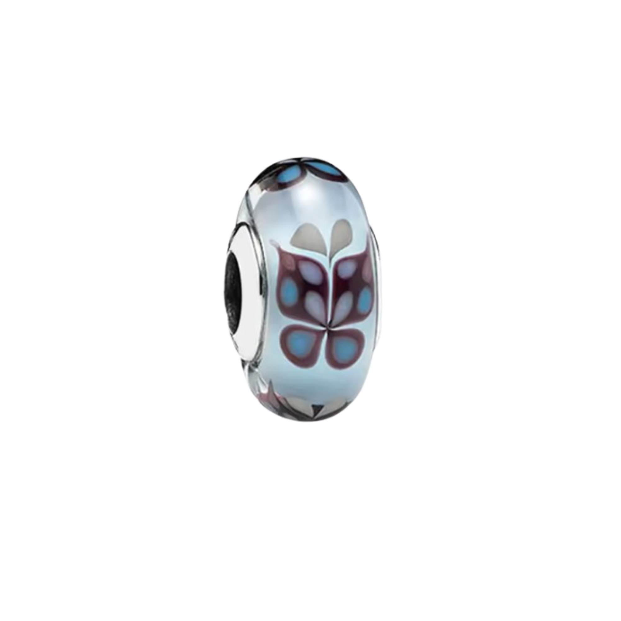 Charm Murano azul con mariposas