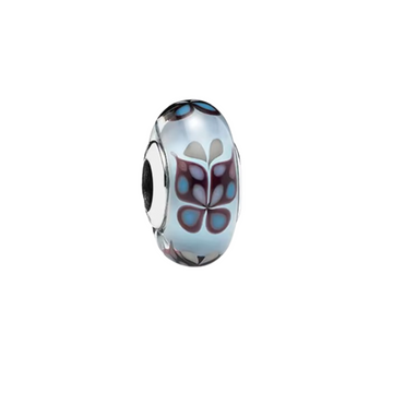 Charm Murano azul con mariposas
