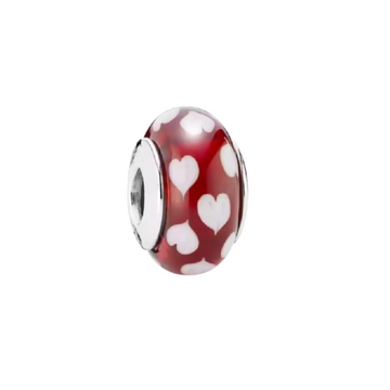 Charm Murano corazones blancos
