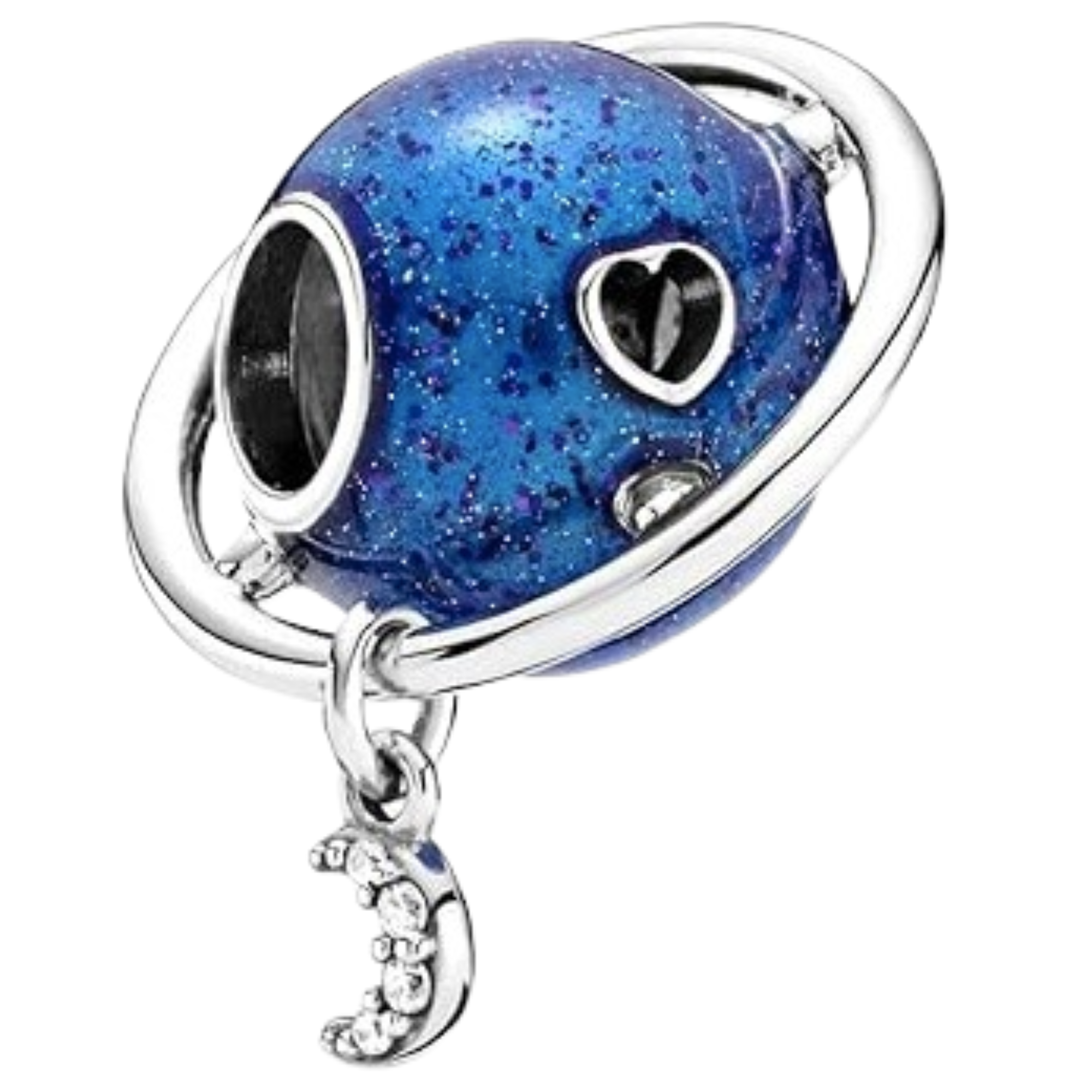 Charm Planeta con aro y Luna colgante
