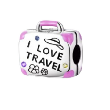 Charm Maleta I Love Travel rosa