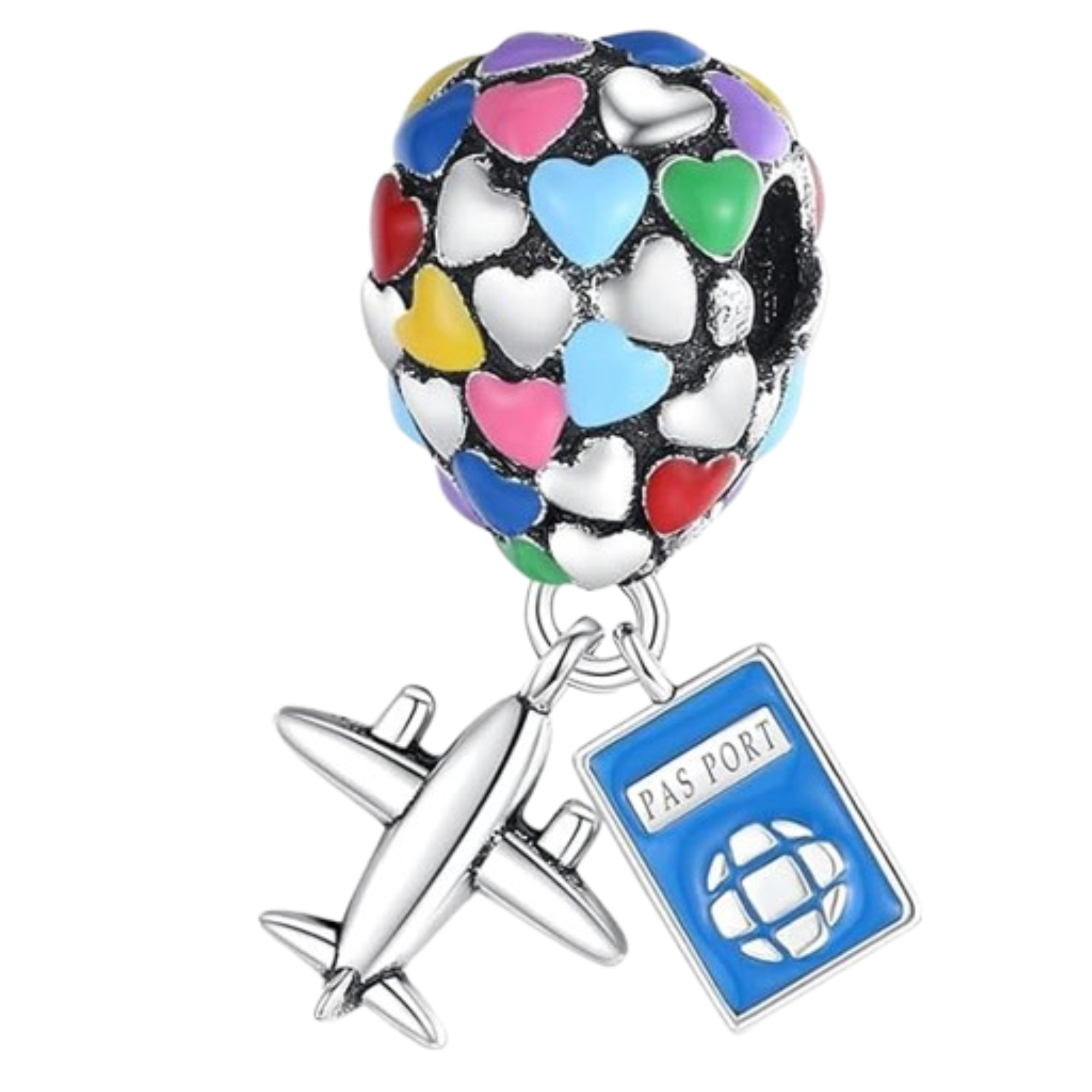 Charm Globo avion y pasaporte