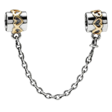 Charm C.S. Bolita con linea y corazones dorados