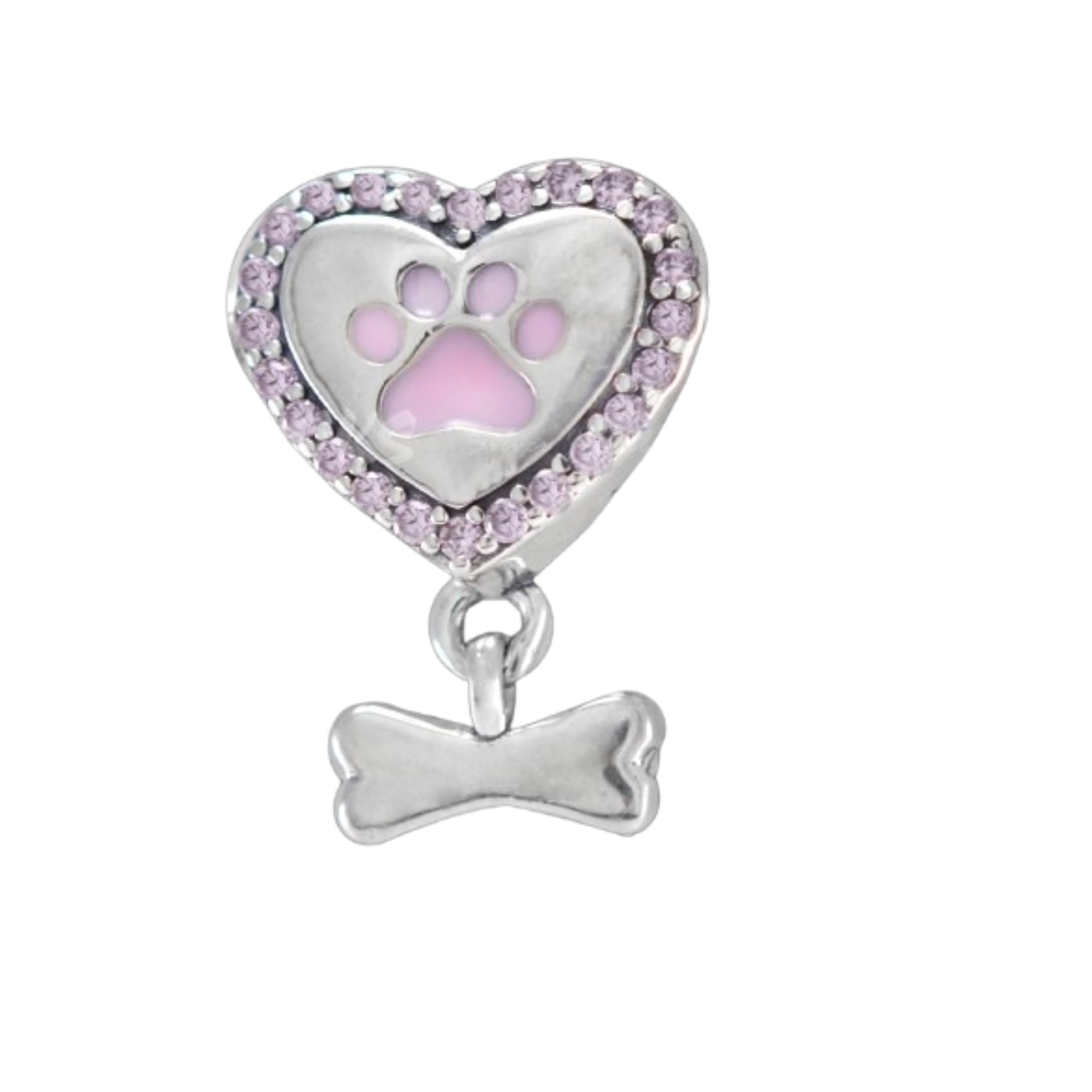 Charm Corazon huella y hueso colgante