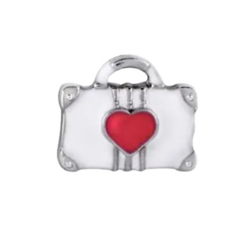 Charm Maleta blanca corazon rojo