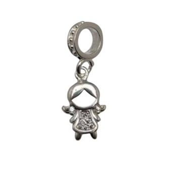 Charm Niña silueta brillos rosa