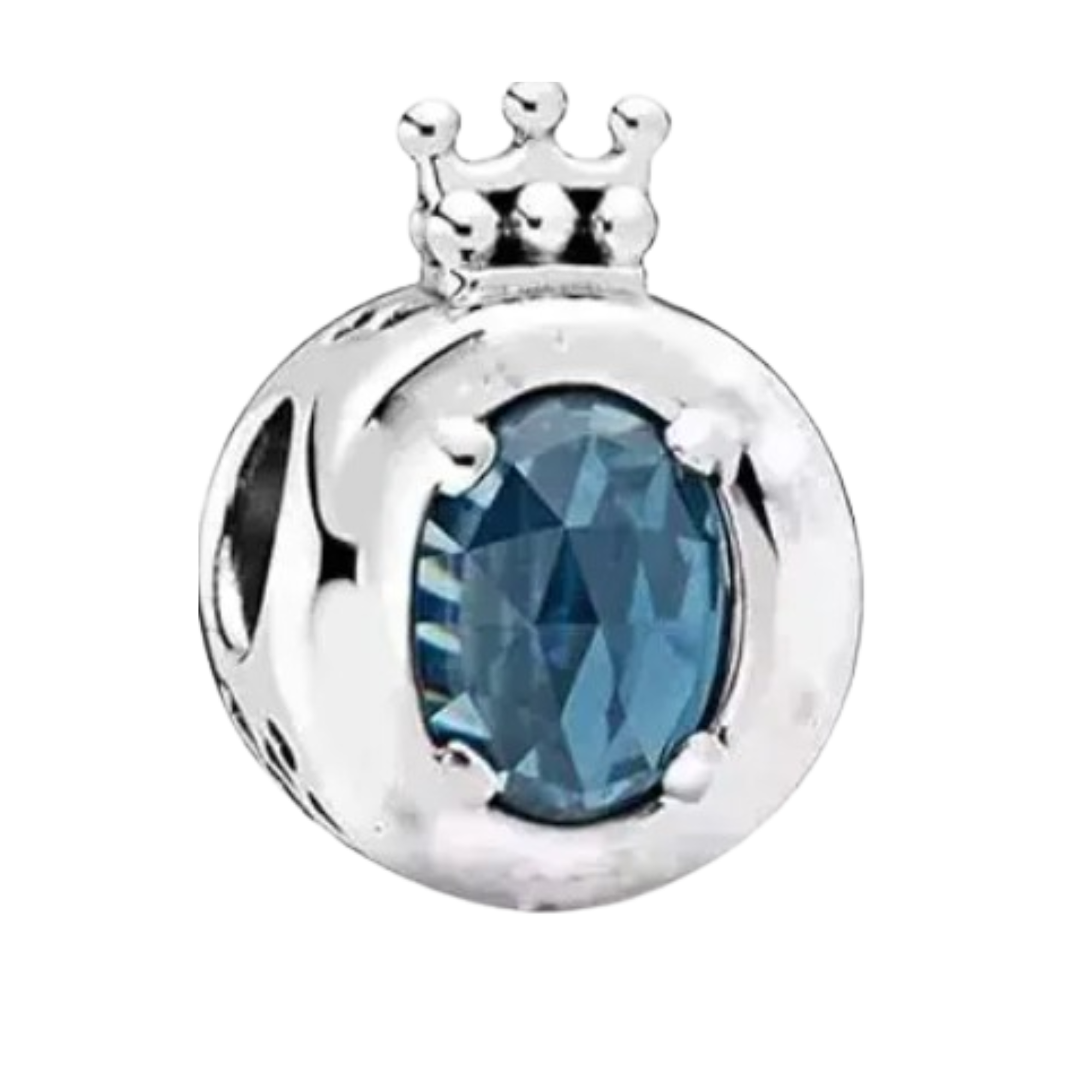 Charm Abalorio corona piedra azul
