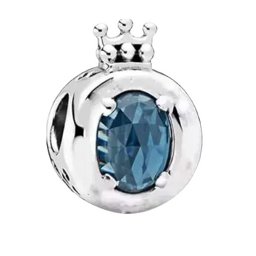 Charm Abalorio corona piedra azul