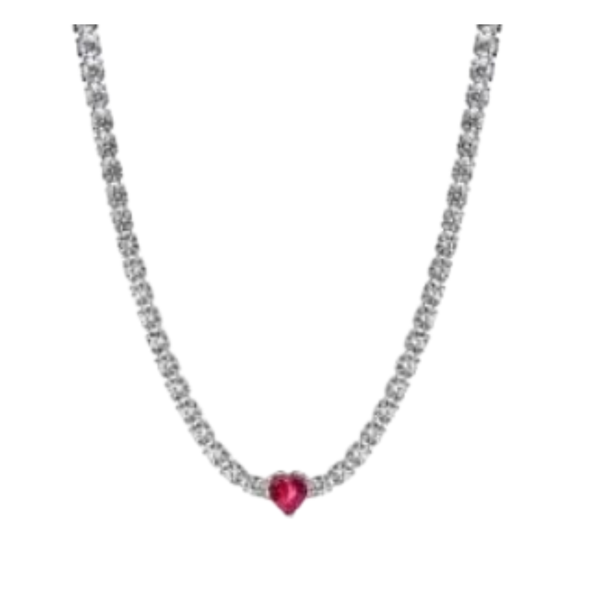 Collar corazon rojo piedras