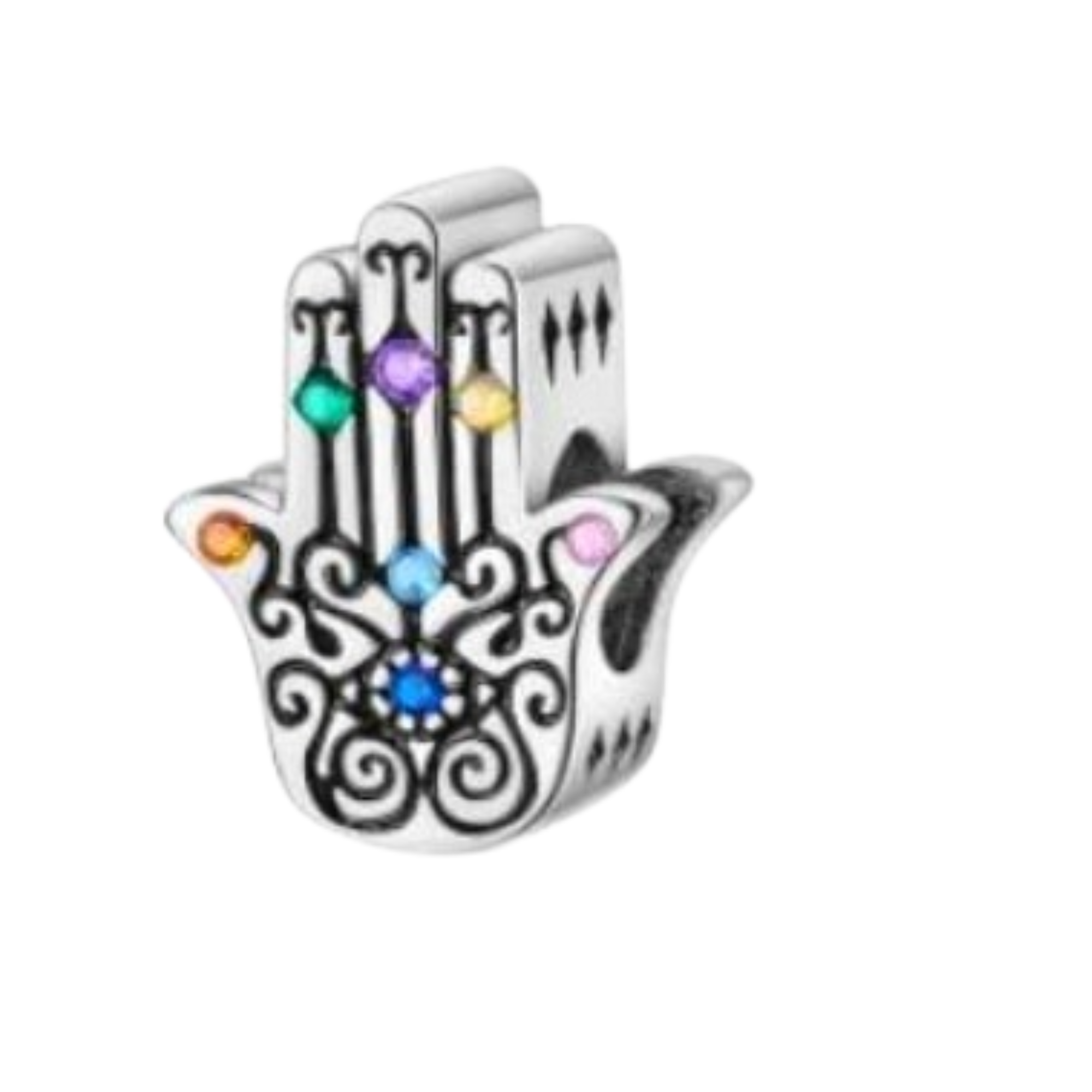 Charm Mano de Fatima 10 piedras de color