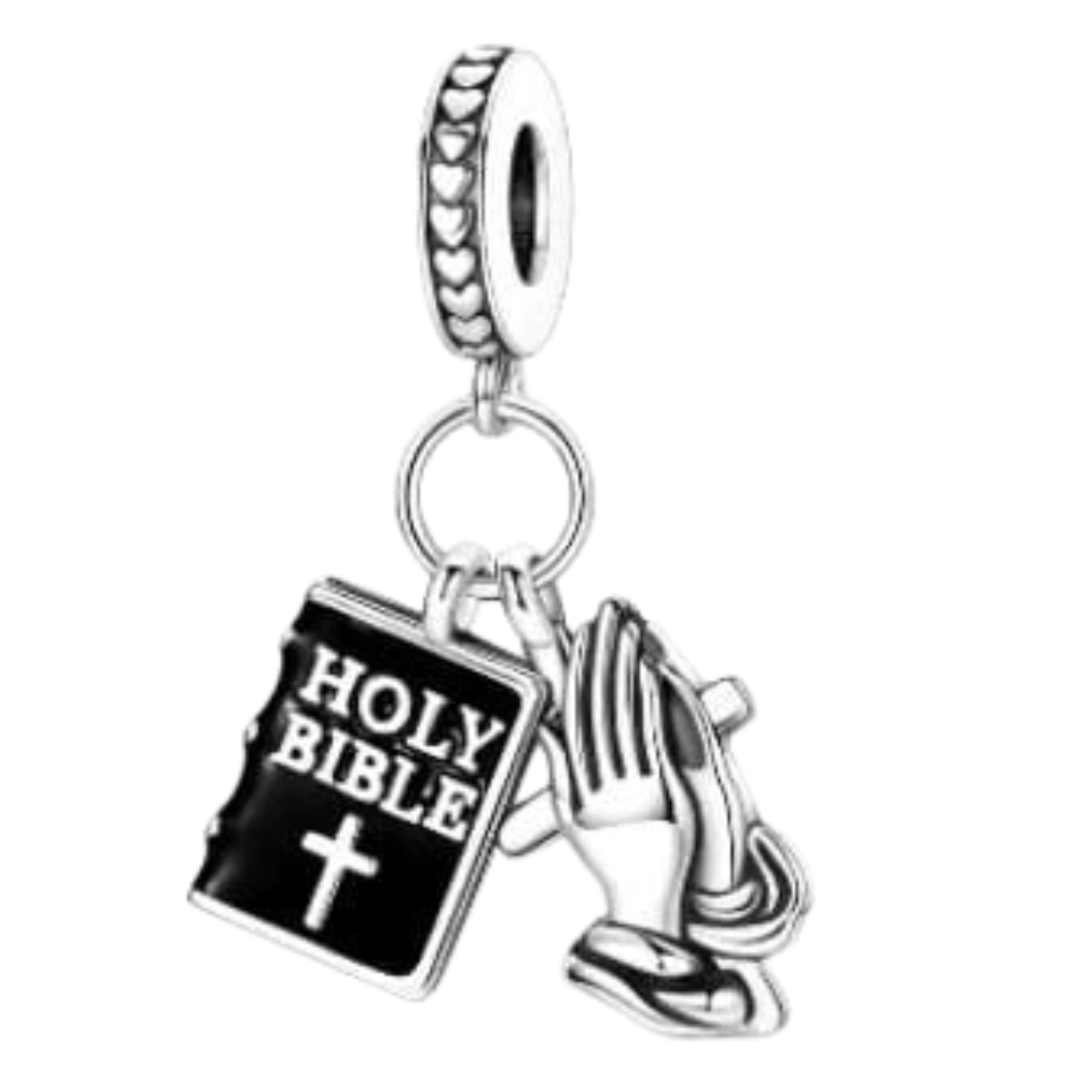 Charm Biblia y manos en oración