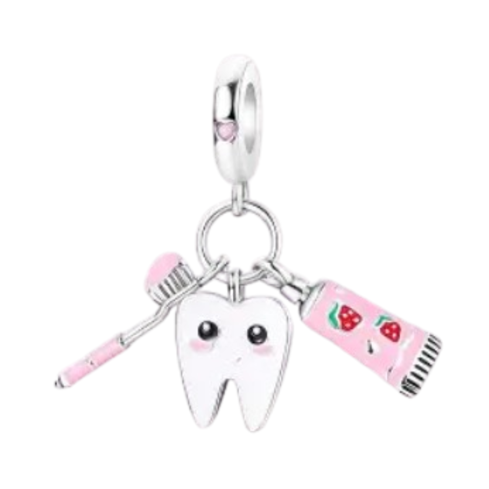 Charm Kit muela, cepillo y pasta de fresa