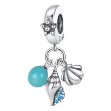 Charm Caracol, concha y perla azul