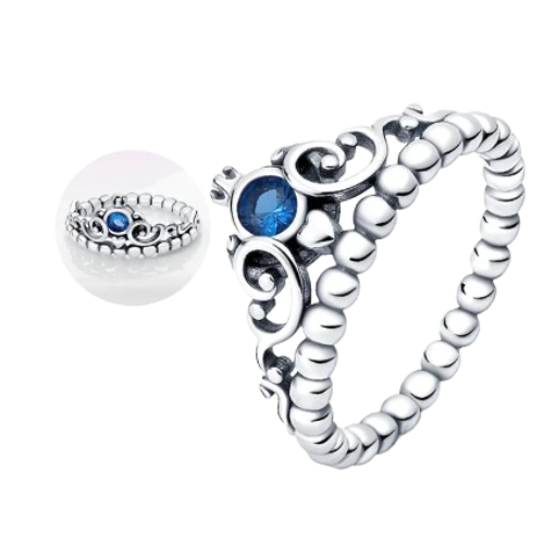 Anillo Corona Diamante Azul