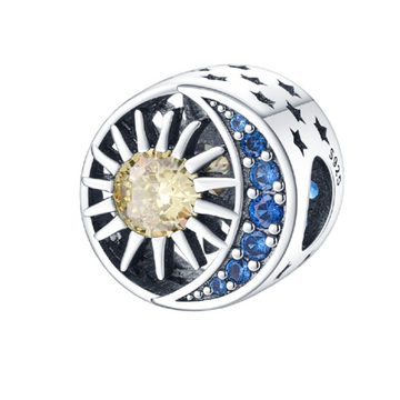 Charm Sol y luna azul fuerte