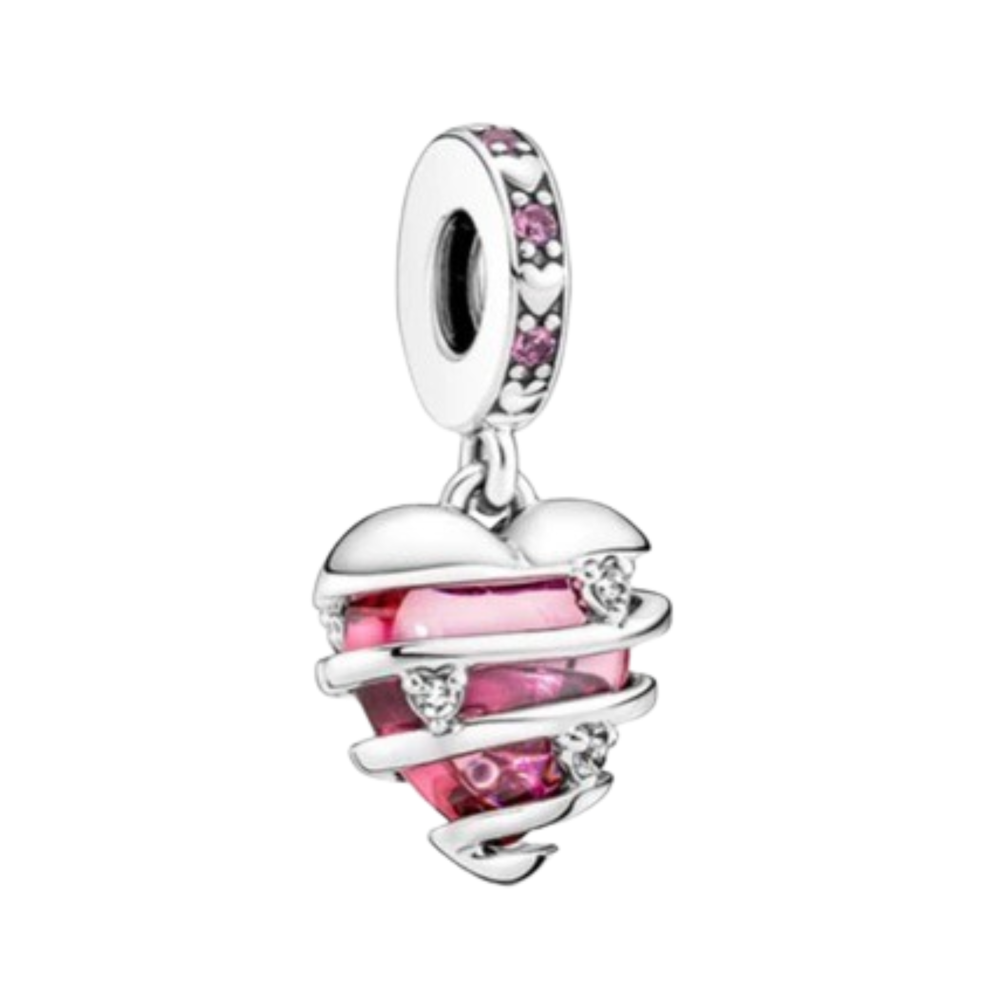 Charm Corazon atrapado con brillos