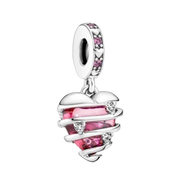 Charm Corazon atrapado con brillos