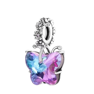 Charm Mariposa tornasol colgante con flores