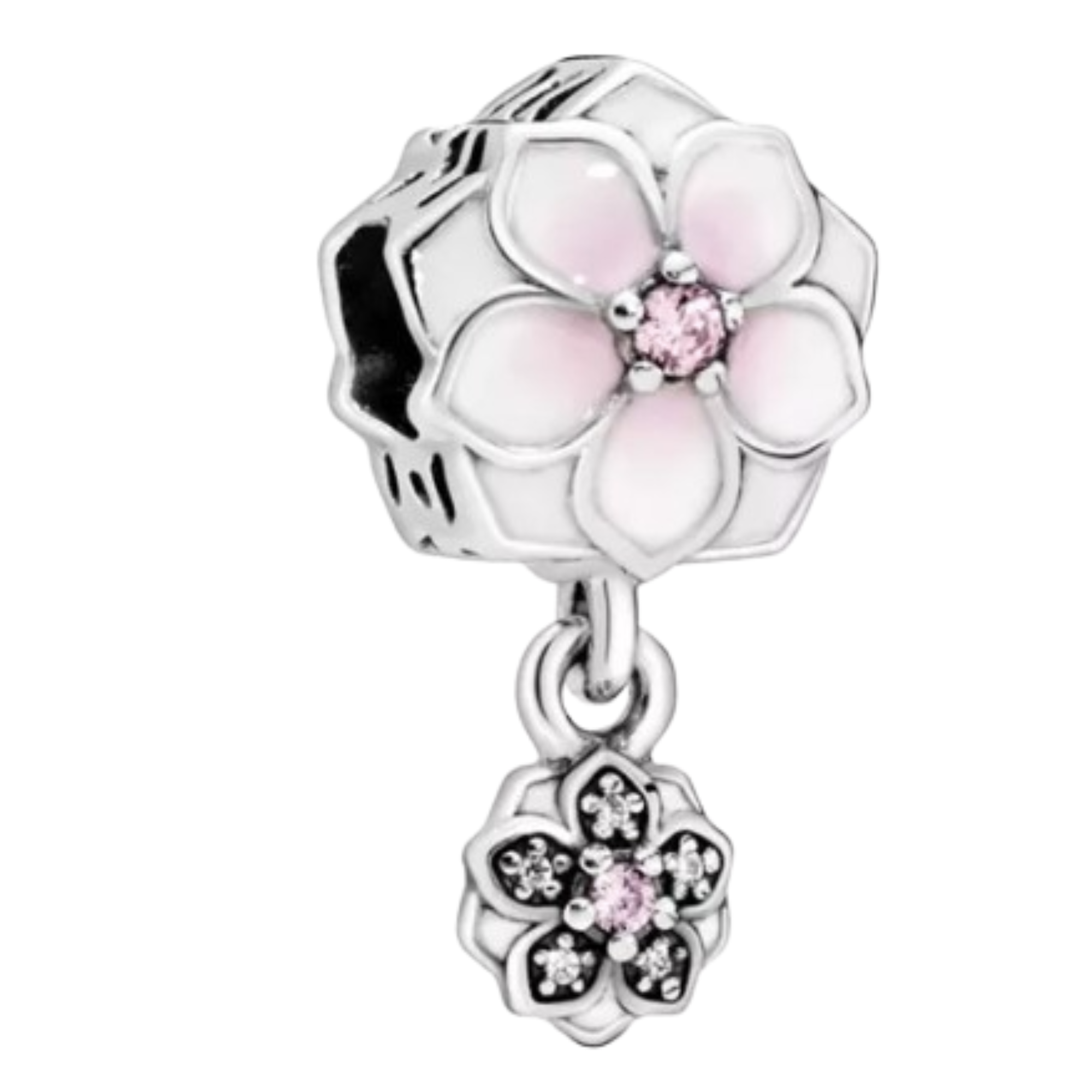 Charm Flor rosa con flor colgante