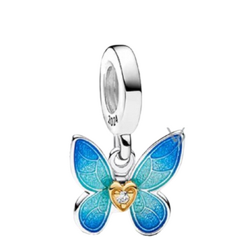 Charm Mariposa azul corazon dorado