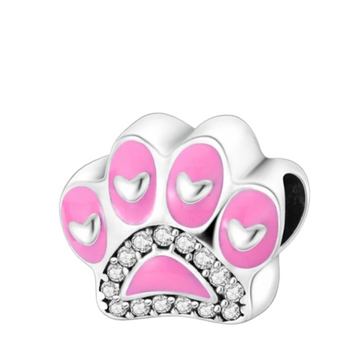 Charm Huellas rosadas y brillos