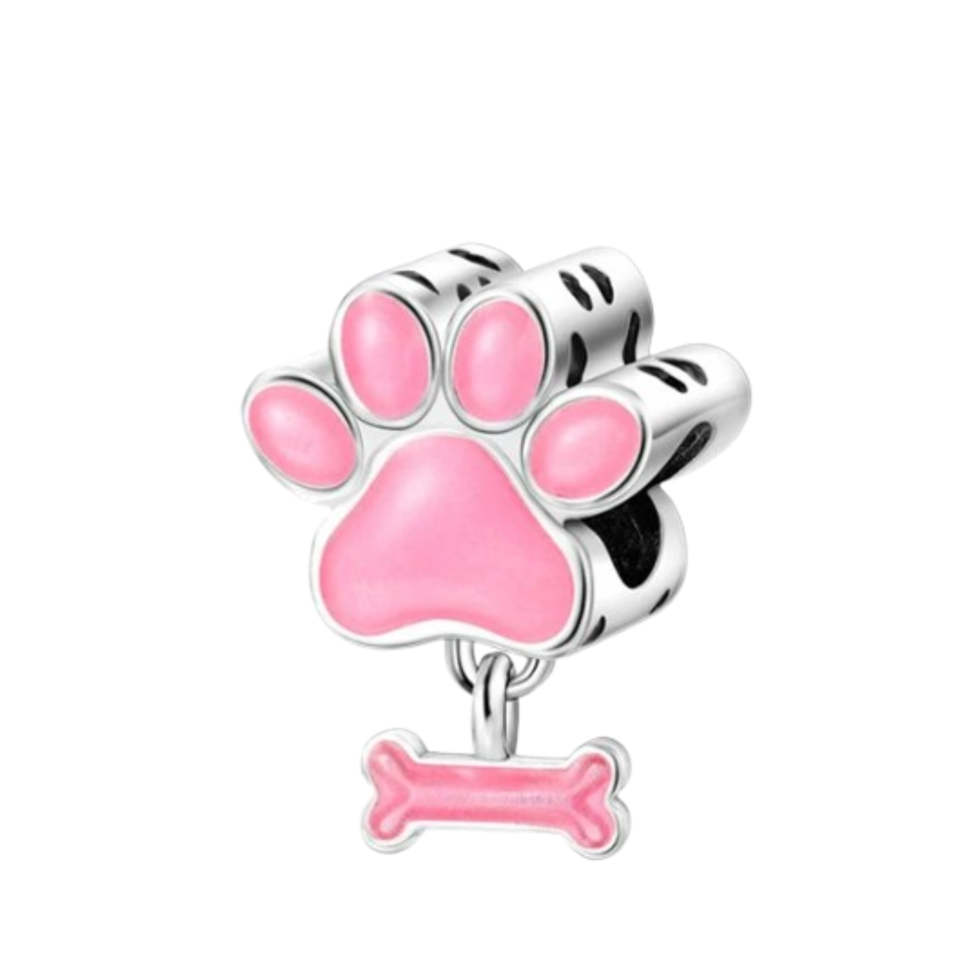 Charm Huella y hueso rosa