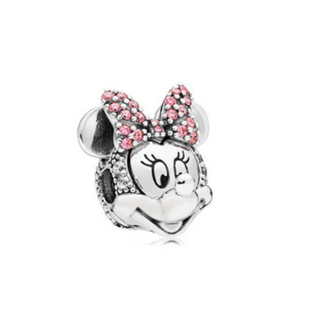 Charm Cabeza Minnie plateada con brillos