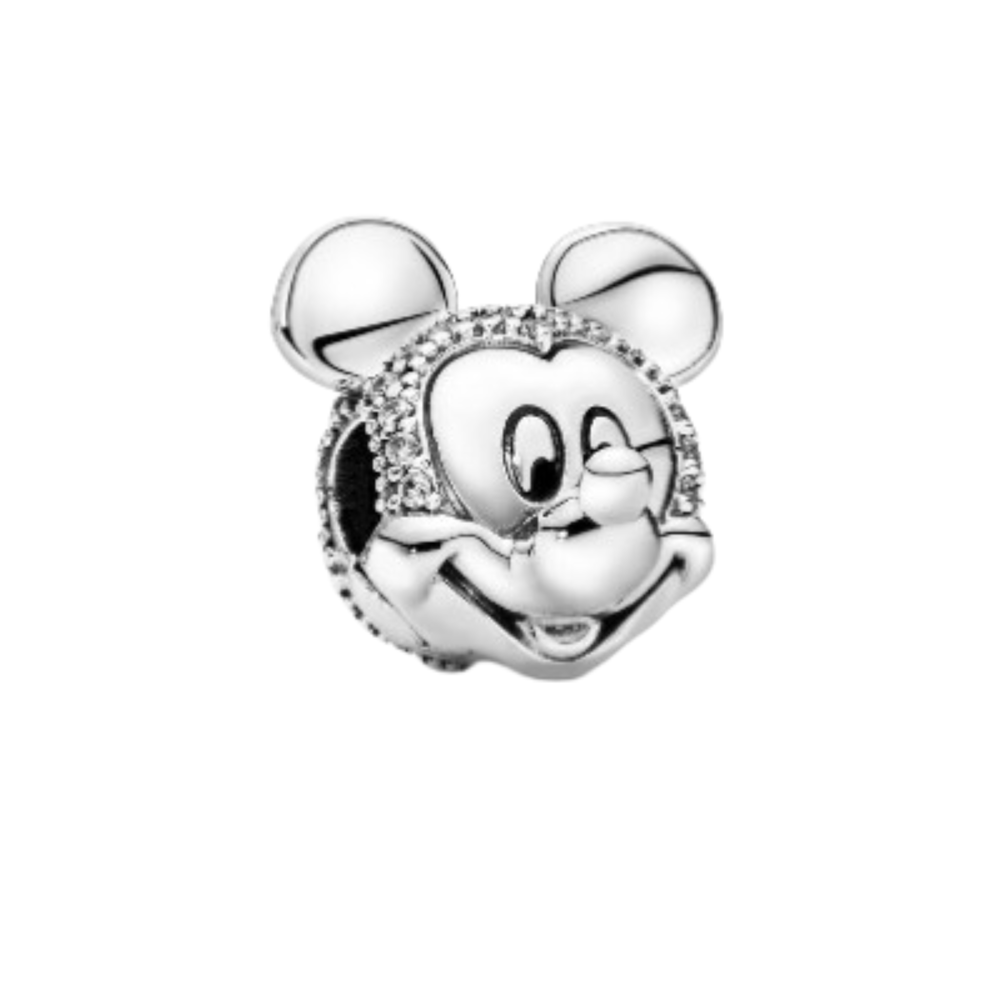 Charm Cabeza Mickey plateada con brillos