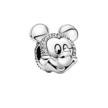 Charm Cabeza Mickey plateada con brillos