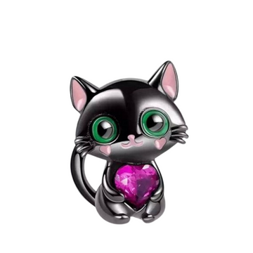 Charm Gato negro piedra abrazada