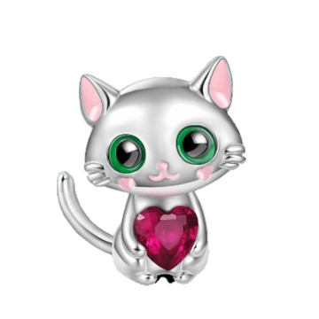 Charm Gato corazon rojo