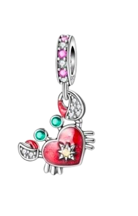 Charm Cangrejo rojo brillos