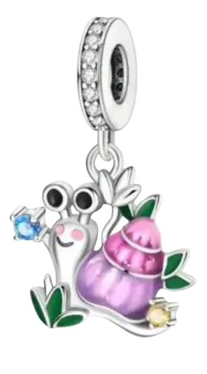 Charm Caracol rosa piedra azul