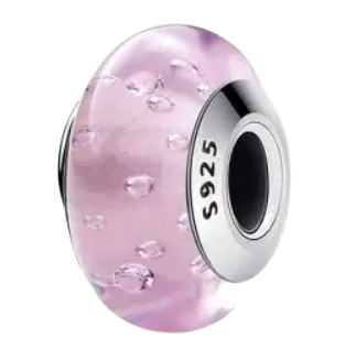Charm Murano rosa con burbujas